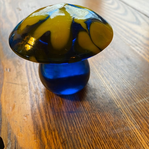 Vintage Blenko blue glass hand blown mushroom - Picture 2 of 7